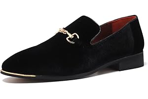 FLQL Men's Luxury Penny Loafer Slip-On Velvet Shoes Party Dancing Shoes Suede Wedding Shoes Plus Size 7-13