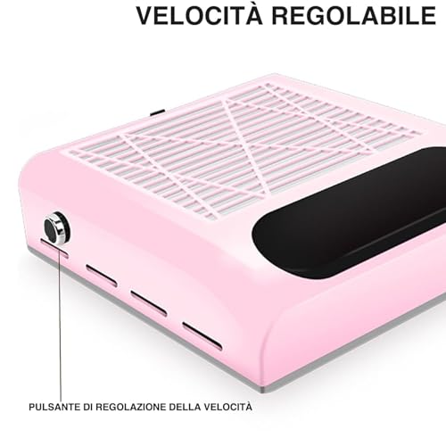 VOLTIX Professional Desktop Nail Extractor for Pedicure and Manicure, Nail Vacuum Cleaner with Adjustable Suction Speed and Intensity, Nail Dust Collector (Pink)