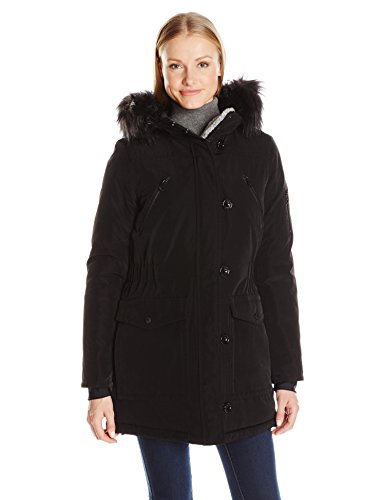 Nautica Women's Parka Jacket With Faux Fur Hood Strip (Removable)