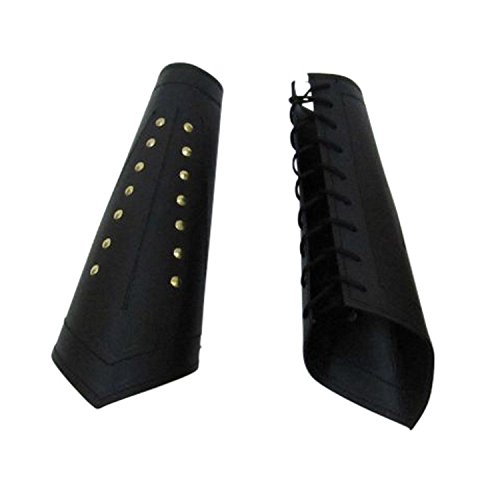 Armor - Long Leather Arm Guards - Black - One Size