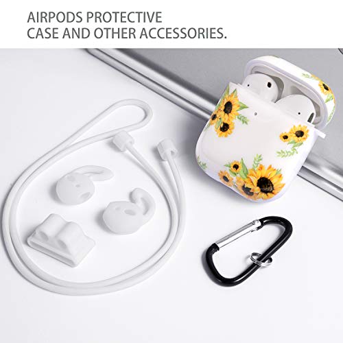 Cutebricase AirPods Case Silicone Protective Cover for Apple AirPods 2 & 1 Compatible with Wireless Charging(Sunflower)