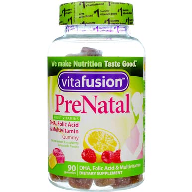 VITAFUSION PRENATAL DIETARY SUPPLEMENT, LEMON & RASPBERRY LEMONADE FLAVORS 90 EA (PACK OF 7)
