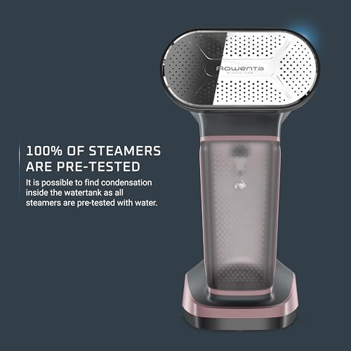ROWENTA IRON STEAMER FOR CLOTHES, 3IN1 HAND HELD STEAMERS, CLOTHING STEAMER, IRONING, LINT REMOVER, 7.1 OZ TANK, 1875 WATTS, AUTO-OFF, BLACK & PINK, DR8865