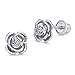 925 Sterling Silver Rhodium Plated Rose Cubic Zirconia Screwback Baby Girls Earrings