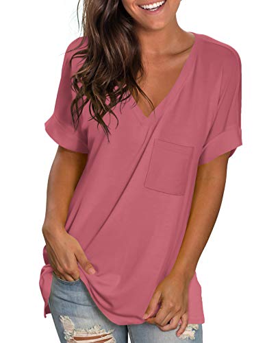 NSQTBA Womens Basic V Neck 