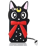 iPhone 6plus Case, Three Cray Soft Silicone Cute Cartoon Cat Big Eyes Purified Water Love Popsicle Pencil Phone Case Cover for iPhone 6Plus[5.5inch](Black Cat)+ Exclusive Lanyard
