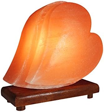 SALT GEMS Natural Himalayan Double Heart Shape Love Salt Lamp, Air Purifier - Eco Friendly Pink Salt Lamp With Wood Base and Dimmer Cord