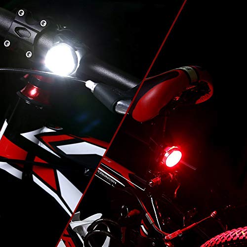 Fokine Bicycle Light Built-in Battery Rechargeable USB LED Bike Light Flashlight with Mount Bicycle Accessories (red&White)