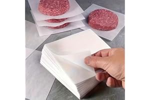 50 PCS Baking Parchment Paper, Non-Stick & Oil-Proof Hamburger Patty Paper – 4.3-Inch Square Non-Stick Wax Paper, Suitable fo