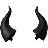 Dark Gothic Devil Horns Ghost Hairpin Edge Hair clips Skull Butterfly Bat Ear Costume Halloween Cartoon Hair Accessories (Black Devil horns)