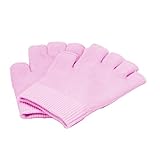 Queentools Soft Cotton Gel Lining Hand Moisturizing Gloves, Half Finger Spa Gloves, Moisturizing Vitamin and Oil Infused, Pink, One Pair