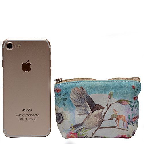 Women and Girls Cute Fashion Coin Purse Wallet Bag Change Pouch Key Holder (Birds) - Thumbnail 2