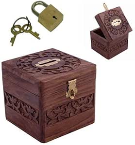 Swara Online Hucha de madera marrón hecha a mano para San ...