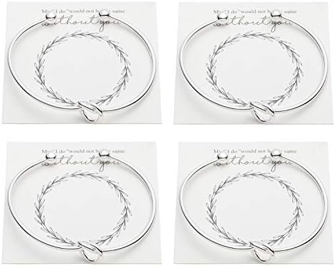Vesungimey Bridesmaid Bracelets Bangle - Tie The Knot Bracelet Jewelry,Perfect Bridemaids Gifts with Cards -Gold,Rose Gold,Silver Color Available,Set of 1,4,6