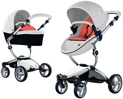 Mima Xari Stroller Authorized Seller (Aluminum Chassis, Snow White Seat, Coral Red Starter Pack)