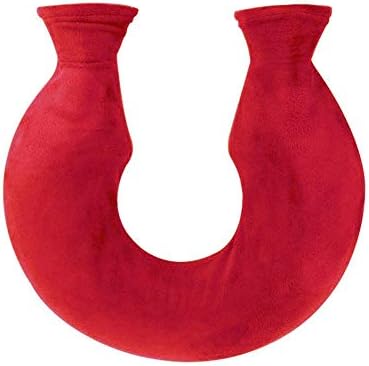 Greatpassion Hot Water Bottle, U Type Transparent PVC Rubber Bottle Neck Protection Warm PVC Plush Cloth Warmer Heated Water Bag Neck Warmer with Soft Cover Cushion