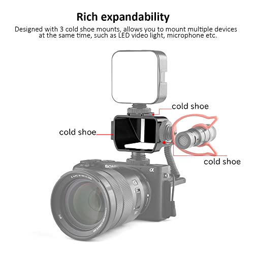 Camera Vlog Selfie Flip Screen, Easy Hood Cold Shoe Mic Light Mount Adapter for Sony A7RIV