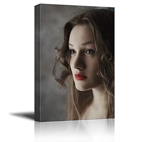 Canvas Wall Art - Beautiful Girl with Red Lip - Giclee Print Gallery Wrap Modern Home Art Ready to Hang - 12x18 inches
