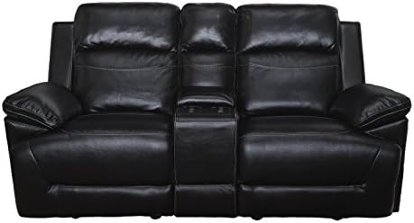 New Classic 20-244-23-PBK Cortez Dual Recliner Glider Console Loveseat, Black