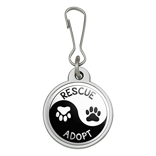 Rescue Adopt Yin Yang Paw Prints Dogs Cats Jacket Handbag Purse Luggage Backpack Zipper Pull Charm