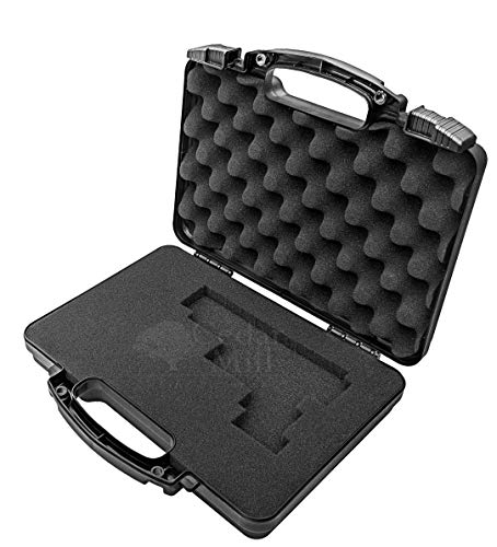 SOCOM Black - Cedar Mill Firearms Pick and Pluck Foam Hard Lockable Pistol Gun Case for Carrying 9mm Handguns & Revolvers Airline TSA Approved Flight Travel Safe non Waterproof +Storage
