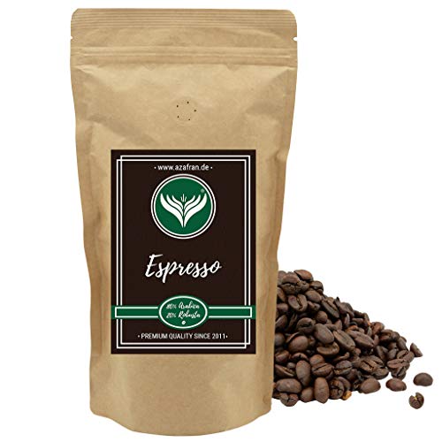 Azafran Roter Espresso Kaffeebohnen ganz 80% Arabica 20% Robusta dunkle Premium Röstung 500g