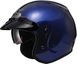 GMAX GM32 Unisex-Adult Open Face Motorcycle Street Helmet with Flip-Down Sun Shield (Blue, Medium)