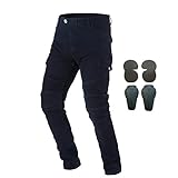Men Motorcycle Riding Pants Motocross Racing Jeans with 4 Protect Pads Black XL
