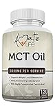 Amate Life 100% Pure MCT Oil Capsules 3000 mg - Metabolism &amp; Ketone Level Booster - Energy Boosting Pill - Healthy Mental Focus Dietary Supplement – for Men &amp; Women- Made in USA - 120 Softgels