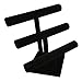 Sodynee Velvet Triple Tier T-Bar Necklace Jewelry Bangle Bracelet Organizer Holder Display Stand, Black