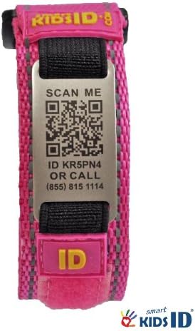 SmartKidsID Child ID/Medical ID Bracelet Using QR Code - No Engraving Necessary! Unlimited Editing! (Small, Pink)