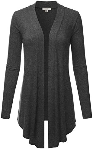 LALABEE Women's Draped Open-Front Long Sleeve Light Weight Cardigan (S~3XL)