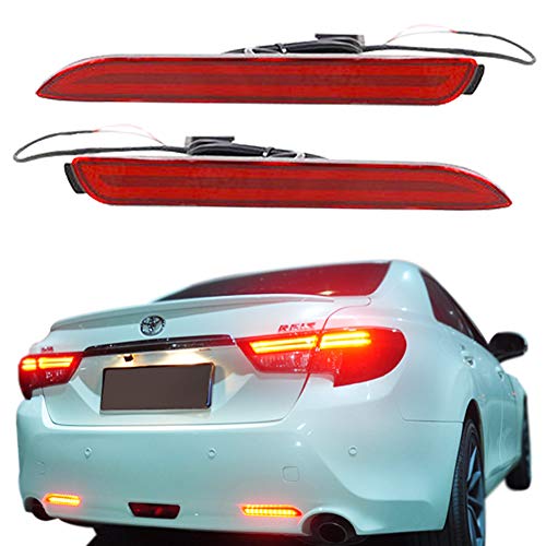 GTINTHEBOX 3D Optic Red LED Rear Bumper Reflectors Brake Tail Lights Lamps for Lexus RC250 RC350 is-F GX470 Toyota REIZ Sienna Matrix Venza Avalon 2Pcs