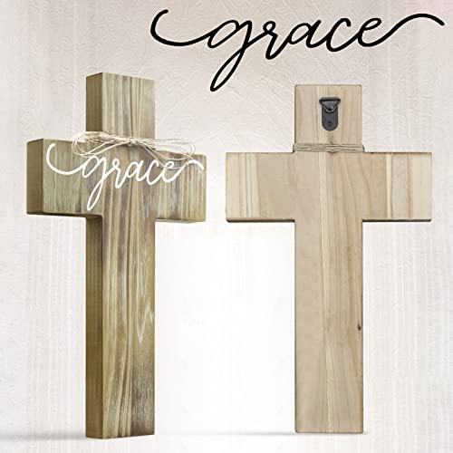 FEKOTS Wall Wooden Cross,wooden wall cross home decor,7x12 inch crosses for wall,Wooden Wall Hanging Cross(Wood color)