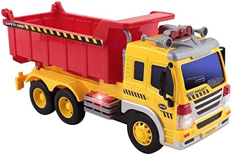 Hobnot Friction Powered Dump Truck Toy with Lights and Sound for Kids