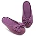 HomeTop Women’s Cozy Cashmere Cotton Closed Toe House Slippers with Cute Bow Accent (Medium / 7-8 B(M) US, Purple)