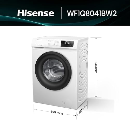 Hisense wf1q8041bw2 - máquina de lavar, classe a, 8 kg, 1400 rpm, altura 85 cm x largura 60 cm, branca, função vapor 99,9%, quick wash+, lavagem automática, conclusão retardada, tecnologia inverter