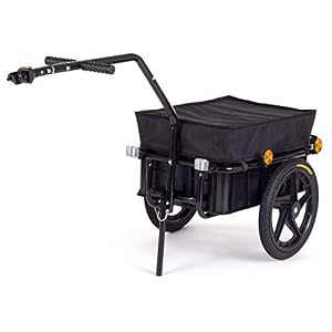 SAMAX Cargo Bike Trailer Transport with Cover and Box Bicycle Cargo Hand Wagon 60 kg / 70 Litre – Black