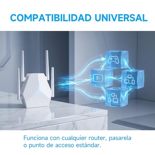 WiFi Extender Signal Booster, AC1200 1200Mbps Dual Band WiFi Repeater, 1115㎡ Coverage & 100+ Devices Simultaneous Connection, 4 Antennas MIMO with Ethernet Port for Home Office