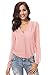 Urban CoCo Womens V Neck Ruffled Shoulder Solid Chiffon Blouse (XL, Pink)
