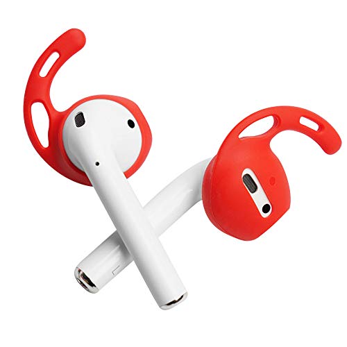 DamonLight Ear Hooks and Covers Earbuds Covers Anti-Slip Ear Tips Silicone Compatible with Apple AirPods or EarPods Headphones/Earphones/Earbuds Airpods Accessories（2 Pairs(Red)