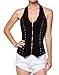 A.S Sexy Corset Stretchy Classic Slim Body Bustier Halter Lace Up Top-Black-Large