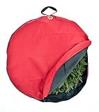 TreeKeeper Wreath Storage Bag with Direct Suspend Handle, Red, 24-Inch