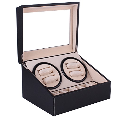 M3M Automatic Rotation Watch Winder 4+6 Display Box Leather Watch Automatic Watch Rewinder And Storage Box High-End Gift Black