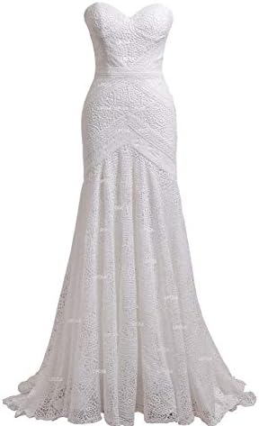 LIPOSALIPOSA Women's Bohemian Wedding Mermaid Lace Dress