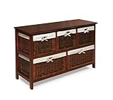 Badger Basket Five Basket Storage Unit with Wicker Baskets, Cherry