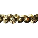 Sequin Trim 1-Inch Wide Polyester Non Stretch Sequin Trim Rolls for Arts and Crafts, 10-Yard, Gold