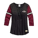 Harley-Davidson Women's Genuine Laced Neckline Tee, Black