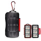 Kiorafoto 6 CF Card Slots Professional Water-Resistant Anti-Shock Compact Flash Card Holder Case Storage Compact Flash Memory Card Protector Wallet with Carabiner