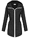 HOTOUCH Ladies Rain Mac Parka Fishtail Festival Raincoat Hooded Jacket(Black,L)